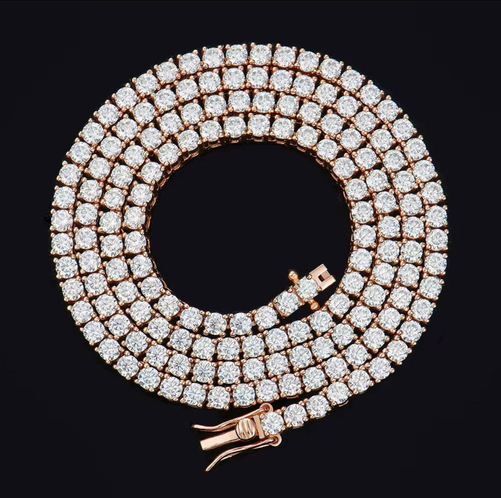 Tennis Chain in Rose-Gold 5mm Moissanite Steine von NOBEL JEWELRY