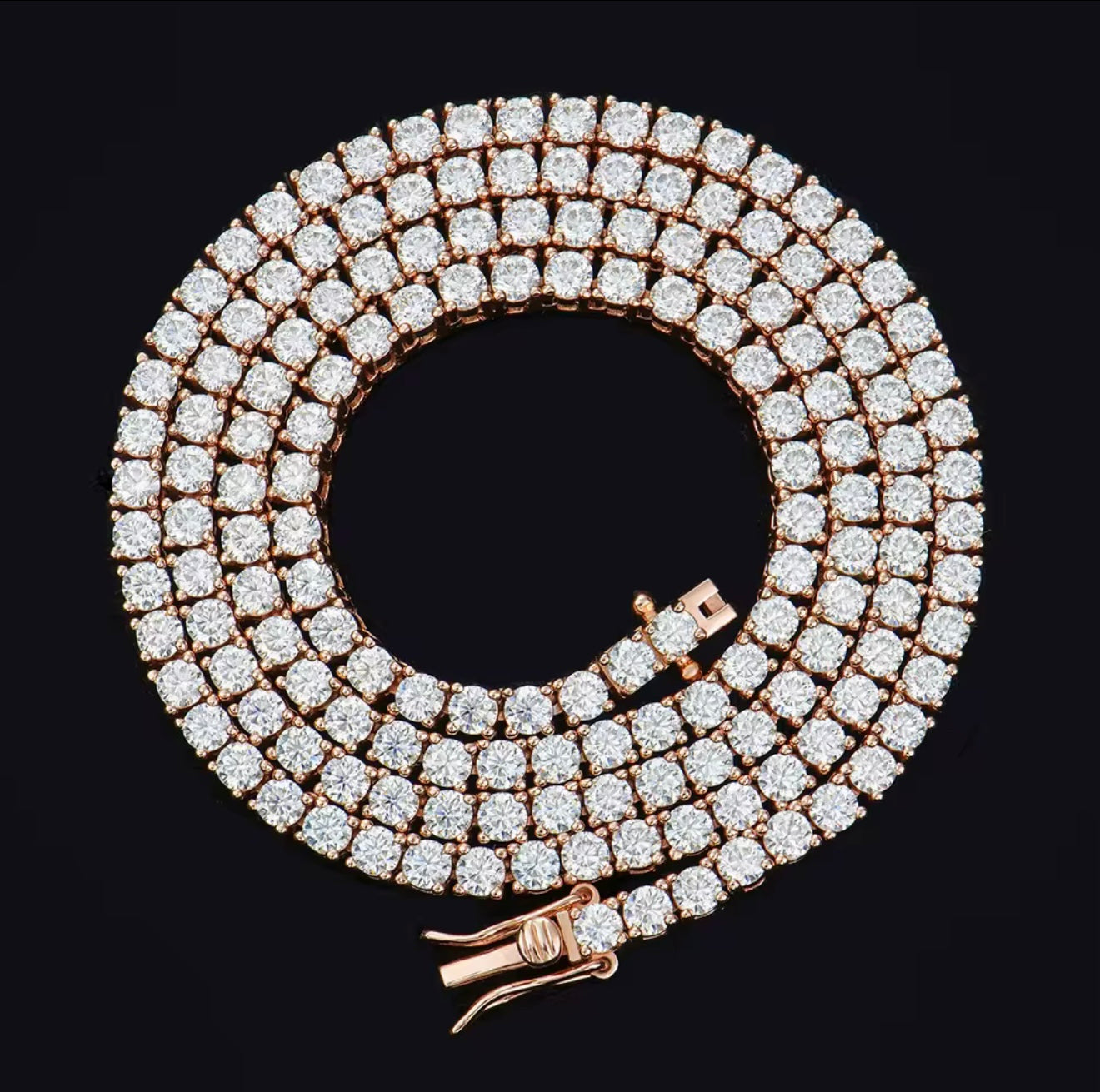Tennis Chain in Rose-Gold 5mm Moissanite Steine von NOBEL JEWELRY
