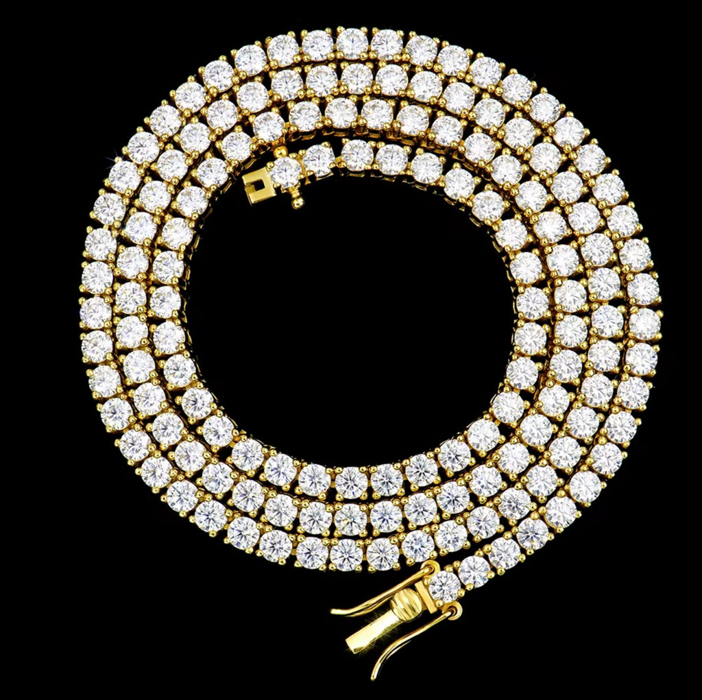 Tennis Chain in Gold 5mm Moissanite Steine von NOBEL JEWELRY