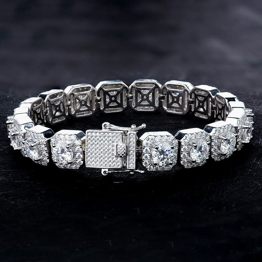 925 Silber Armband mit echten Moissanite-Steinen – Rhodium Finish