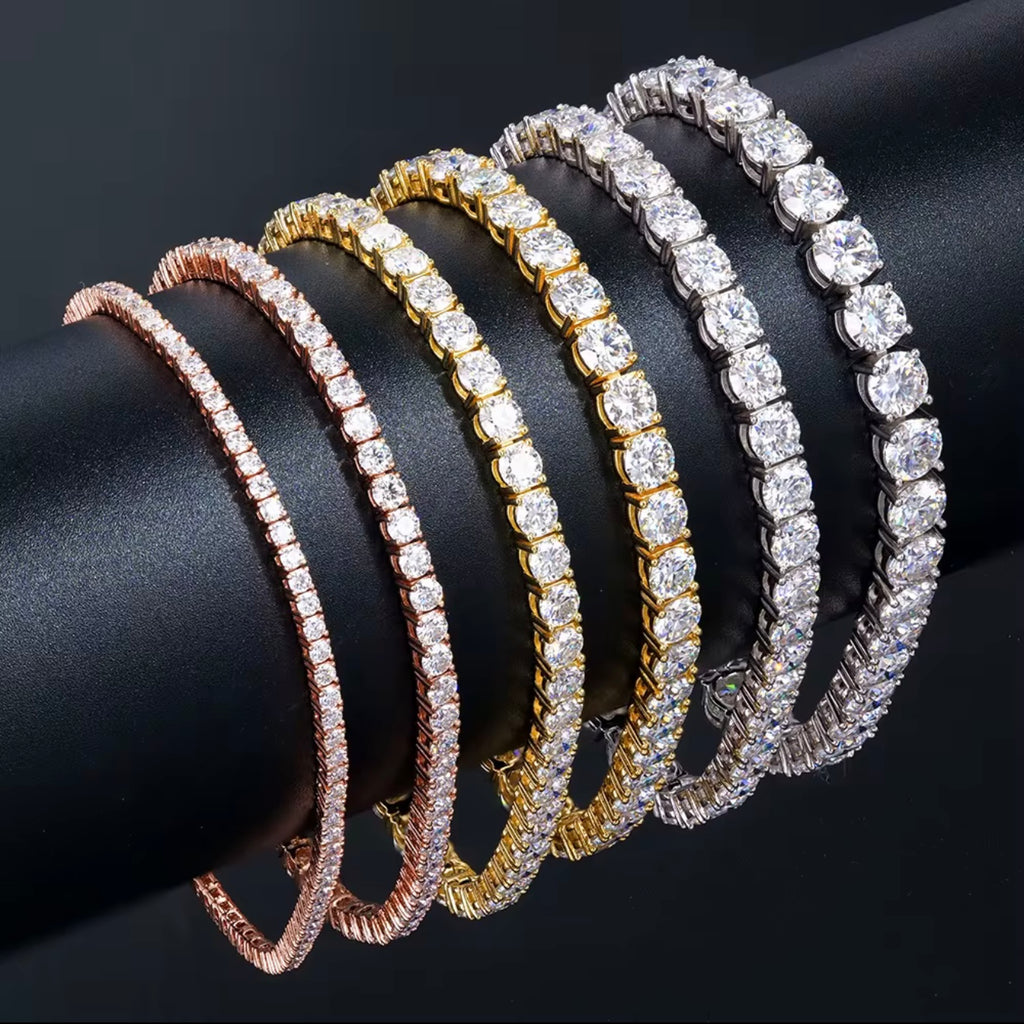 Moissanite Armband im Tennis Look in Gold Rosegold und Silber von NOBEL JEWELRY