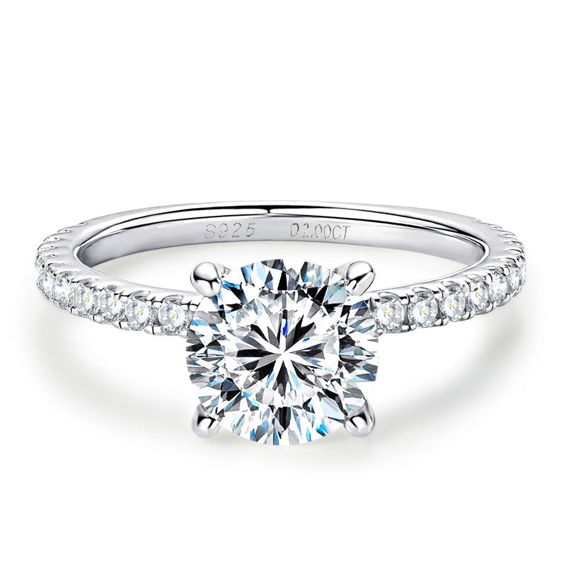 Eternal Shine Ring mit Rhodium-Beschichtung aus 925 Silber und VS1–VVS Moissanite-Stein – wasserfest, farbbeständig und elegant.