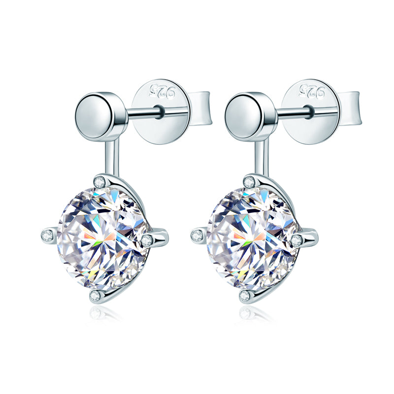 NOBEL Orbit Ohrstecker aus 925 Silber mit funkelnden VS1–VVS Moissanite-Steinen – rhodiniert, wasserfest und hypoallergen.