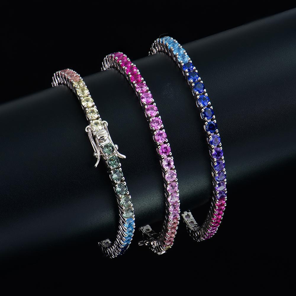 Rainbow Armband aus 925 Silber mit bunten VS1 Moissanite-Steinen – NOBEL JEWELRY