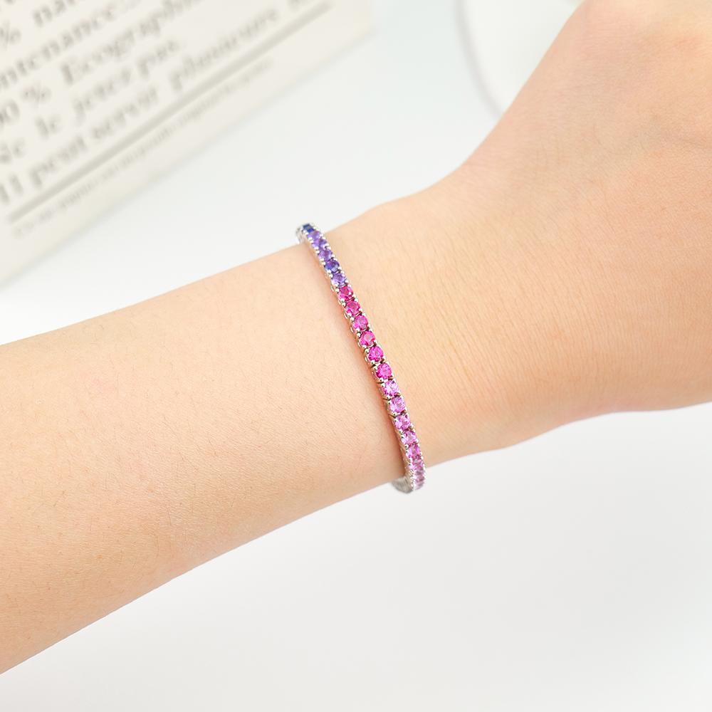 Rainbow Armband getragen – VS1 Moissanite in Regenbogenfarben auf 925 Silber