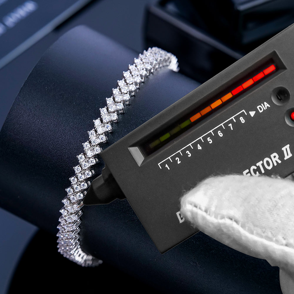 NOBEL Snake Armband aus 925 Sterling Silber mit Rhodium-Beschichtung, besteht Diamanttester.